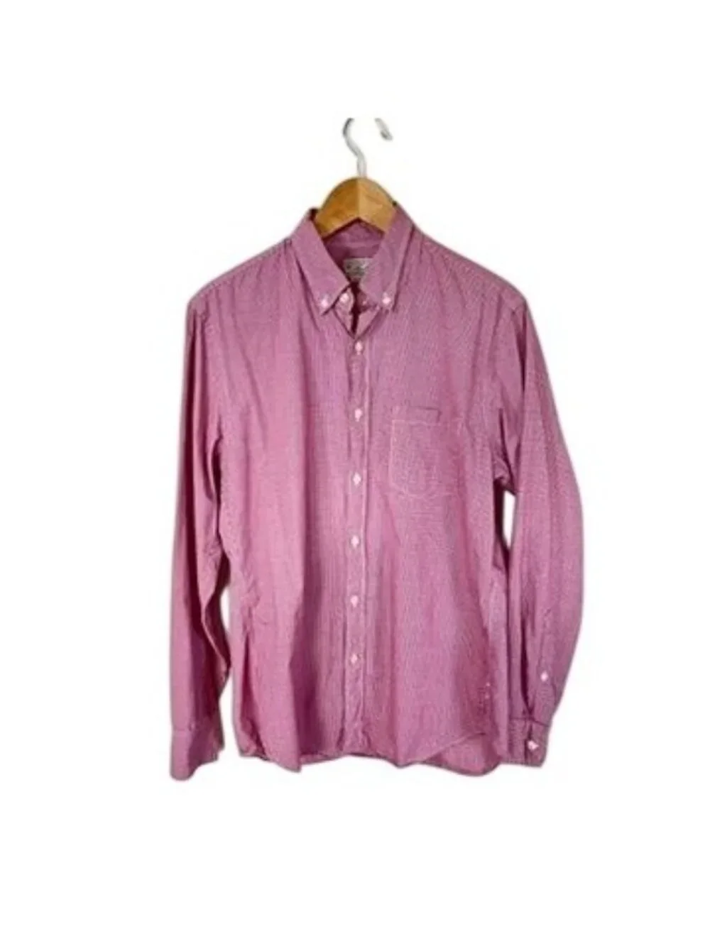 J.Crew Mens M Red White Gingham Oxford Button Down Shirt 100% Cotton Frat Preppy